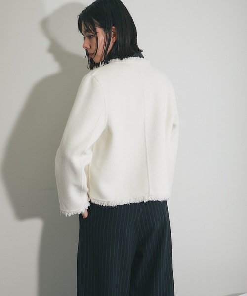 「SMILE ORCHID」 ノーカラージャケット M アイボリー レディース_画像7