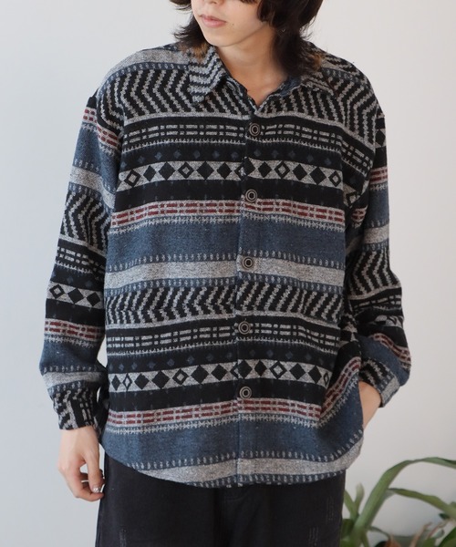 「ALL RUNS」 長袖シャツ L ネイビー メンズ_画像5