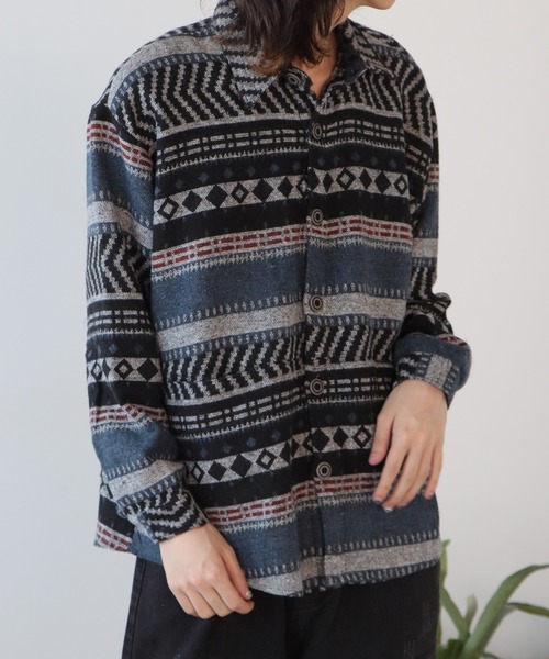 「ALL RUNS」 長袖シャツ L ネイビー メンズ_画像6