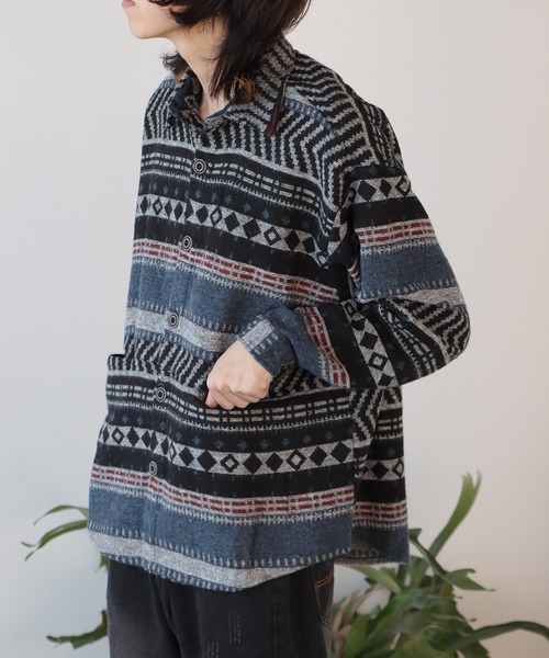 「ALL RUNS」 長袖シャツ L ネイビー メンズ_画像7