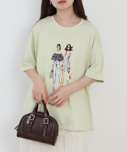 Anna Nicola（アンナニコラ） tシャツ 半袖 ガールプリント半袖Tシャツ