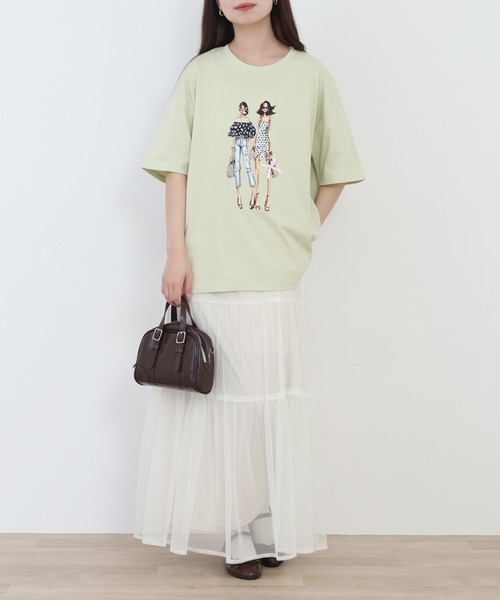 Anna Nicola（アンナニコラ） tシャツ 半袖 ガールプリント半袖Tシャツ