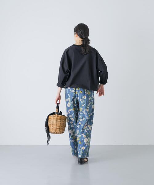かぐれ パンツ コットンリネンプリントイージーパンツ レディース