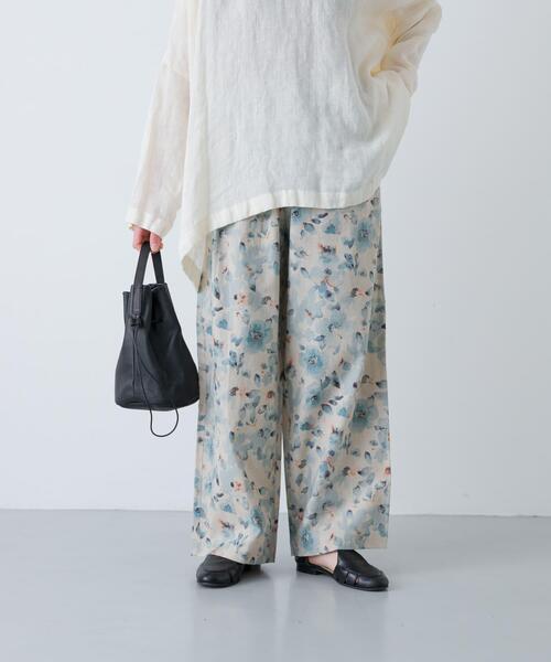 パンツ コットンリネンプリントイージーパンツ レディースの画像