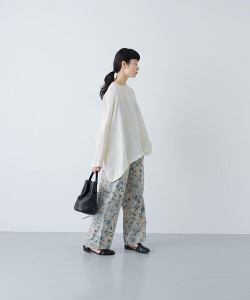 かぐれ パンツ コットンリネンプリントイージーパンツ レディース