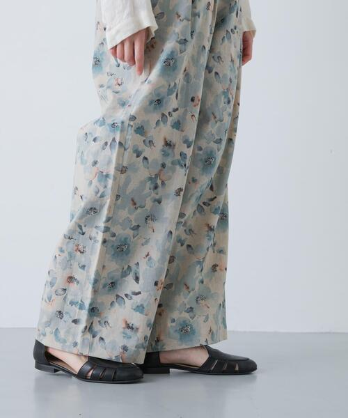かぐれ パンツ コットンリネンプリントイージーパンツ レディース