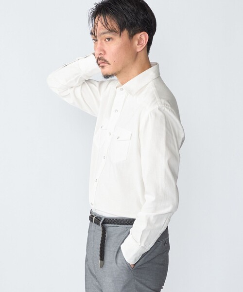 SHIPS（シップス） シャツ SHIPS: ウォッシュド ホワイト デニム