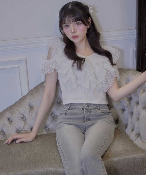 Belle Charme tシャツ 「Belle Charme」Elegant Frill Lace Tops