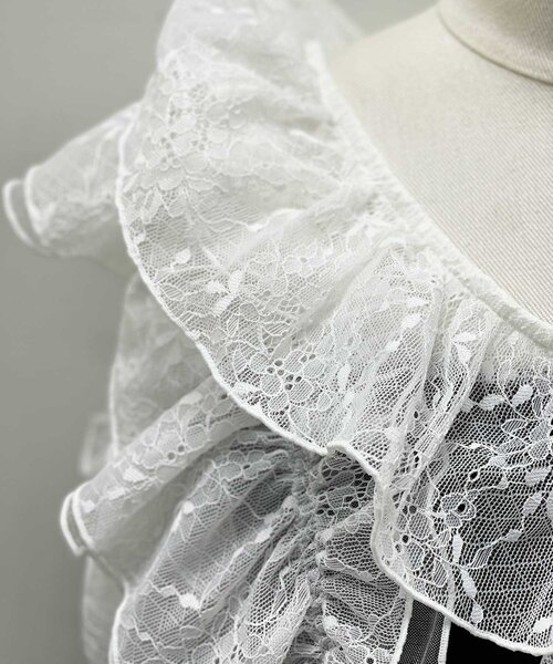 Belle Charme Elegant Frill Lace Tops グレー OLIVE des OLIVE（オリーブデオリーブ） tシャツ 「Belle Charme