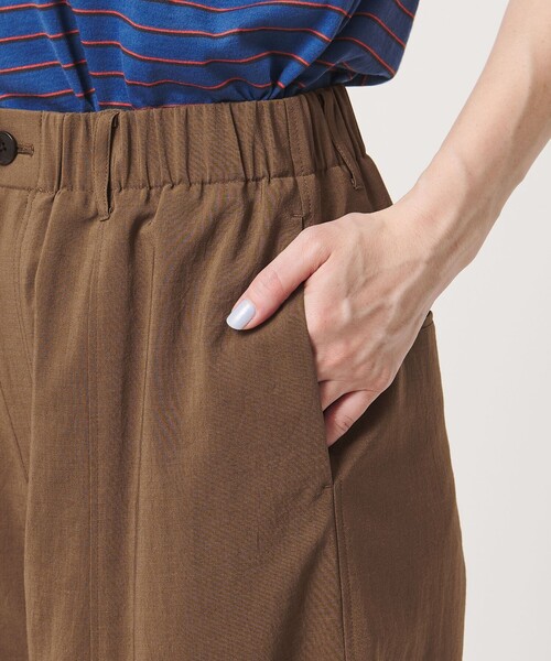 ワイドパンツ パンツ バックゴム カーブパンツ UVカット 防シワ ウォッシャブル レディースの画像
