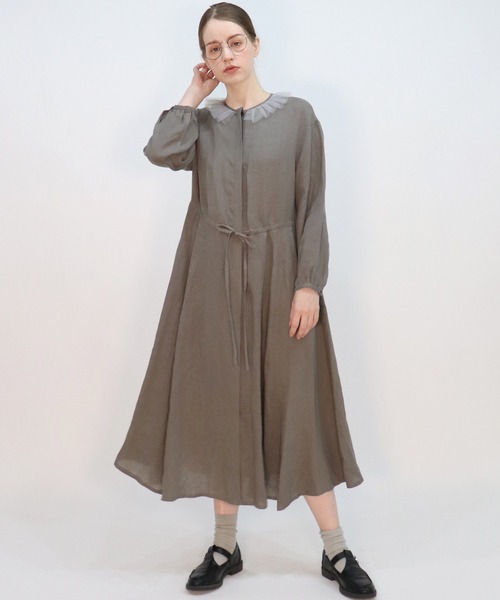 「haupia」 長袖ワンピース MEDIUM グレー レディース_画像8