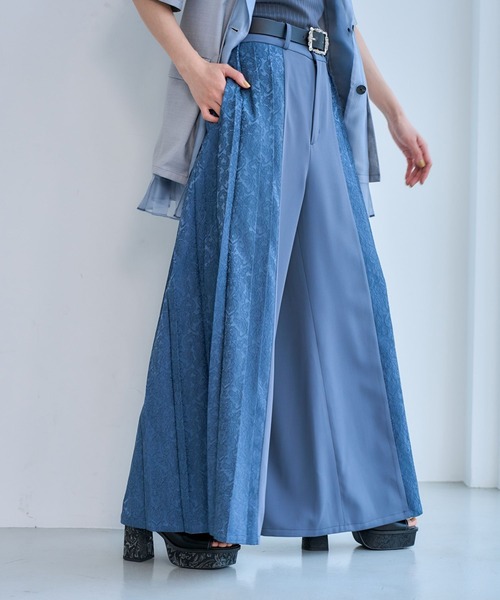 HARE（ハレ） ワイドパンツ スラックス パンツ ジャガードキリカエ