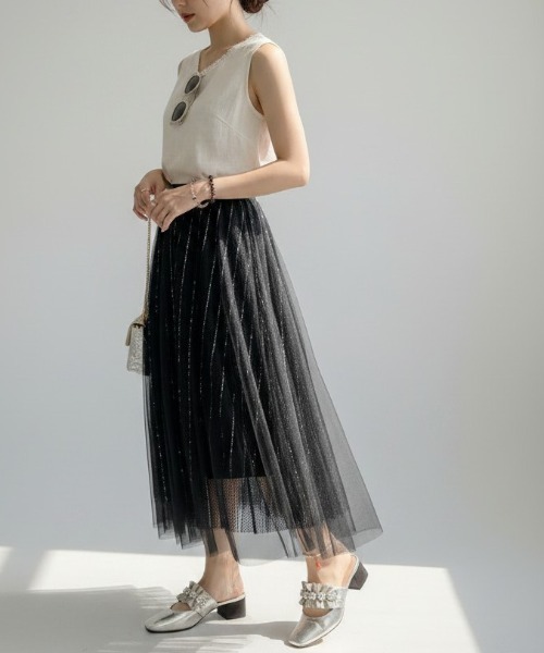 ロング スカート ひかえめラメの魔法で華やぐ主役級スカート 「繊細な