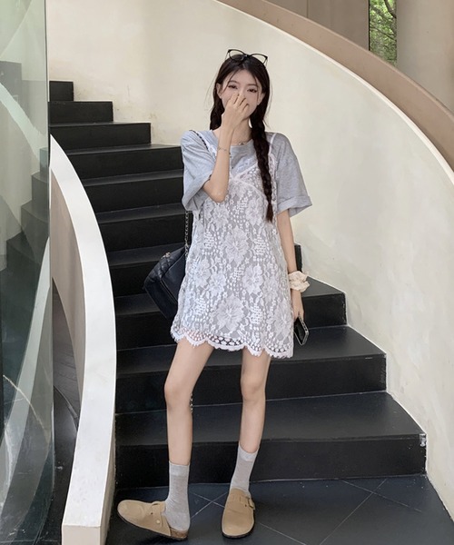 「shopnikoniko」 キャミソールワンピース フリー ホワイト レディース_画像2