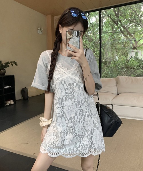 「shopnikoniko」 キャミソールワンピース フリー ホワイト レディース_画像3