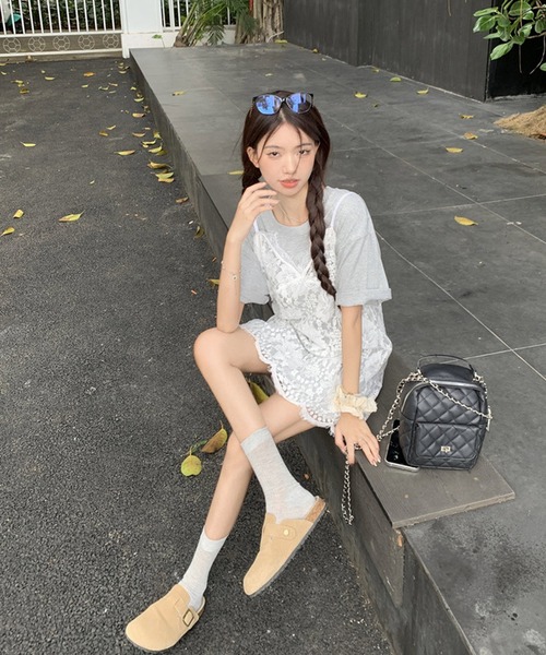 「shopnikoniko」 キャミソールワンピース フリー ホワイト レディース_画像8