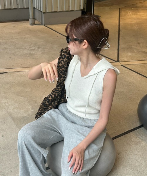 「RAY CASSIN」 ノースリーブニット FREE グレー レディース_画像2