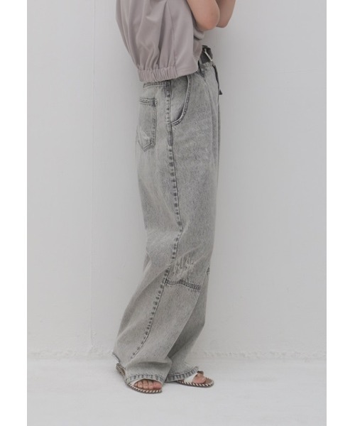 「YENN」 デニムパンツ 40 ライトグレー レディース_画像2
