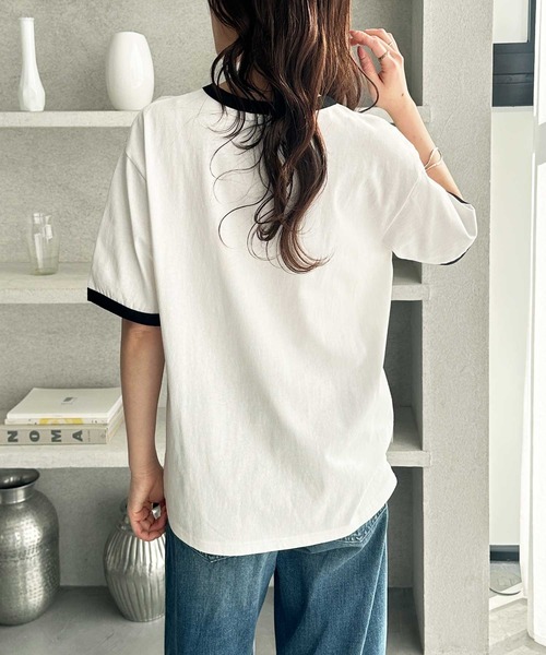 「U.S. POLO ASSN.」 半袖Tシャツ MEDIUM ネイビー レディース_画像4