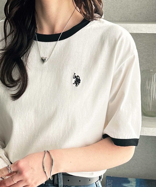 「U.S. POLO ASSN.」 半袖Tシャツ MEDIUM ネイビー レディース_画像5