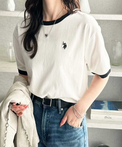 「U.S. POLO ASSN.」 半袖Tシャツ MEDIUM ネイビー レディース_画像6