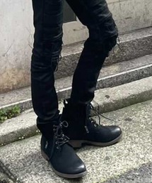 8 ブーツ PUレザーサイドZIPプレーンブーツ メンズ レディース