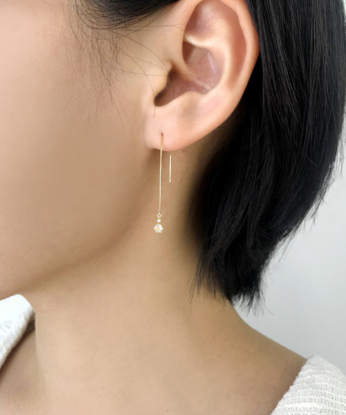 k18 アメリカンピアス TAKE-UP ピアス K18 6ツメ2セキ ダイヤモンドアメリカンピアス