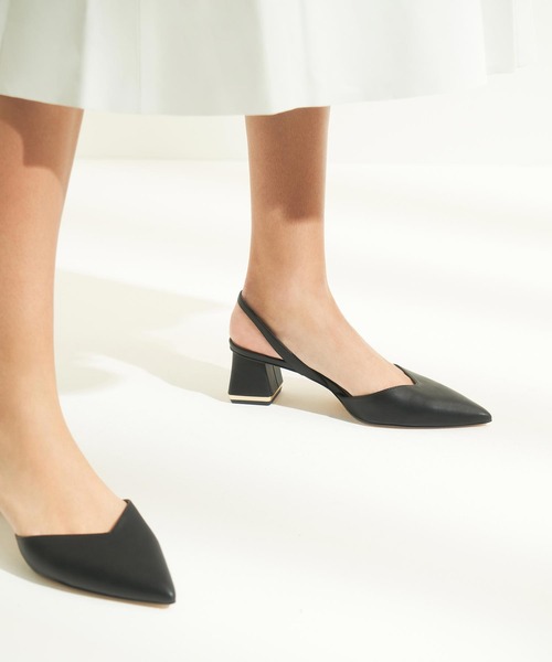 CHARLES ＆ KEITH パンプス トラペーズヒール スリングバック