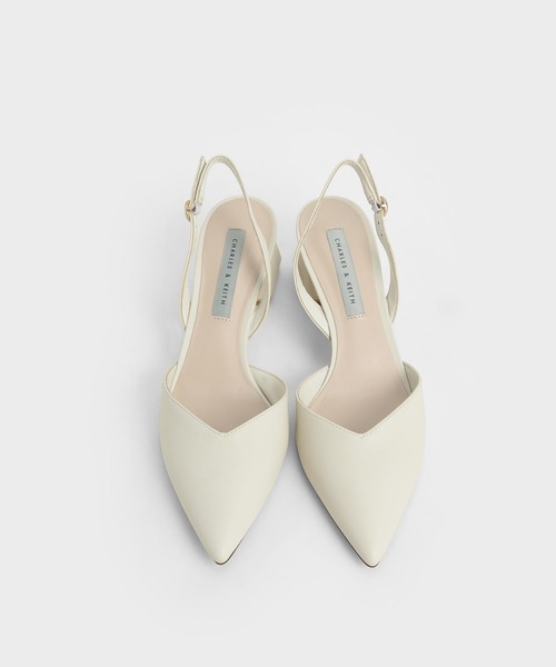 CHARLES&KEITH ベルベットスリングバッグ パンプス ミュール みどり CHARLES & KEITH エンボスドヒール スリングバックパンプス