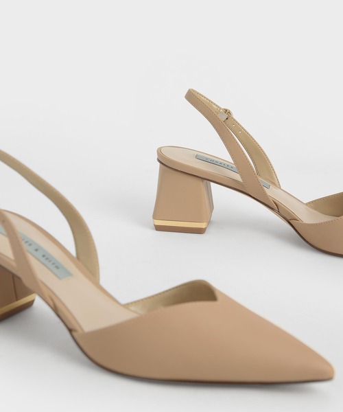 CHARLES ＆ KEITH パンプス トラペーズヒール スリングバック