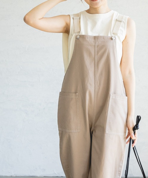 評判 サロペット オーバーオール ママサイズ リンクコーデ デニム ポケット ナチュラル