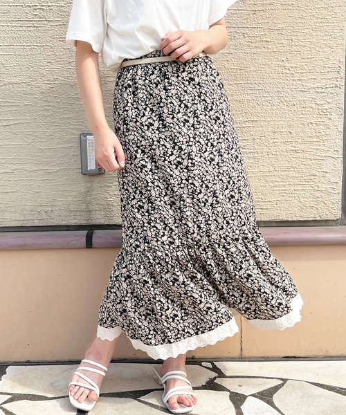 apres jour スカート 裾レース花柄スカート「ZOZOTOWN限定アイテム 