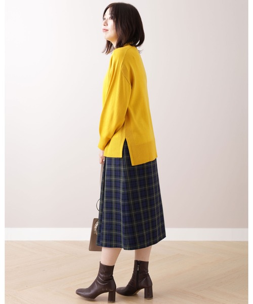 BELLUNA PLUS（ベルーナプラス） スカート ボタンデザインチェック柄