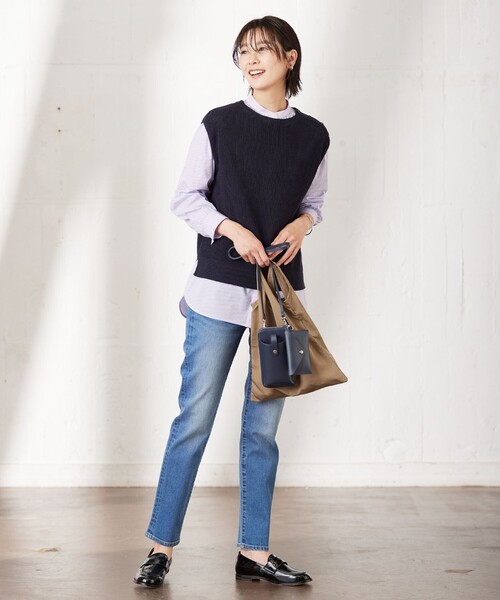 洗える】 リネンコットン ニットベスト / J.PRESS LADIES L