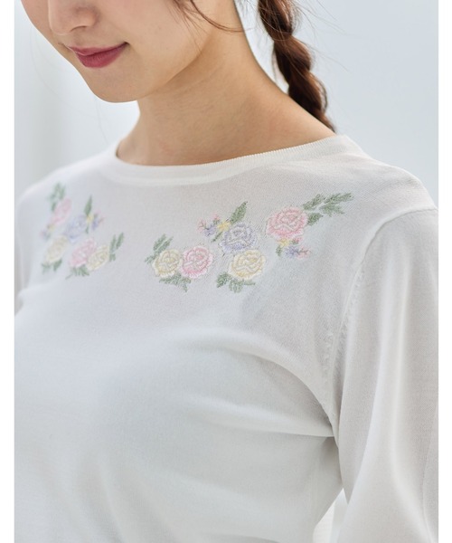 tocco closet（トッコ クローゼット） ニット フラワー刺繍ラウンド