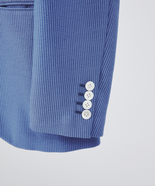 EMPORIO ARMANI シアサッカー サマージャケット サイズ46 青 EMPORIO ARMANI シアサッカー サマージャケット サイズ46 青