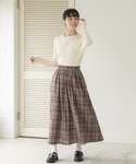 スカート 「ママサイズ」総柄 チェック柄 ロン...の詳細画像2