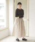 スカート 「ママサイズ」総柄 チェック柄 ロン...の詳細画像4