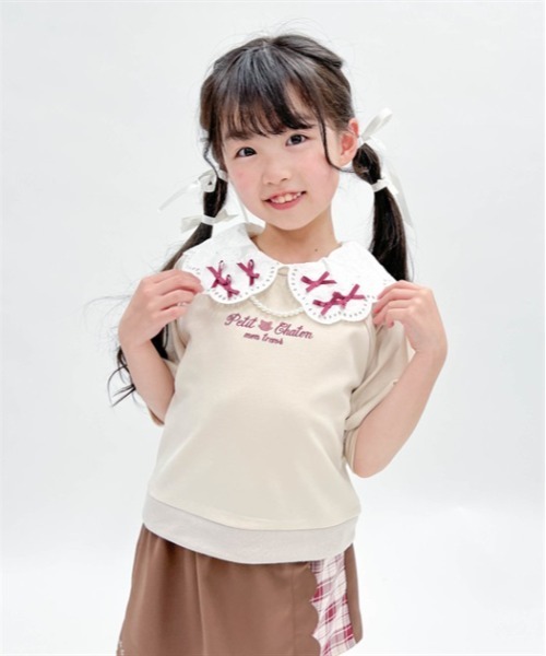 axes femme（アクシーズ ファム） tシャツ 襟付きネコ刺繍トレーナー