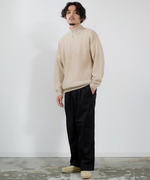 NULL セーター ニット 「NULL」畦編み ハーフジップ ニット メンズ
