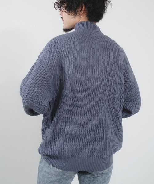 NULL セーター ニット 「NULL」畦編み ハーフジップ ニット メンズ