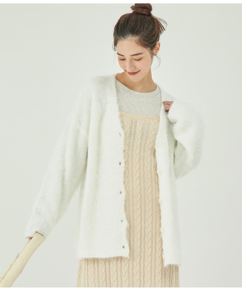 UNUSED Richardson モヘア混 カーディガン サイズS ホワイト アンユーズド×リチャードソンの初コラボ、ユニセックスのモヘア