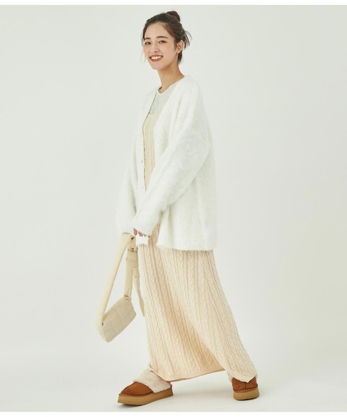 ANAP（アナップ） カーディガン ウール混モヘアタッチVネック