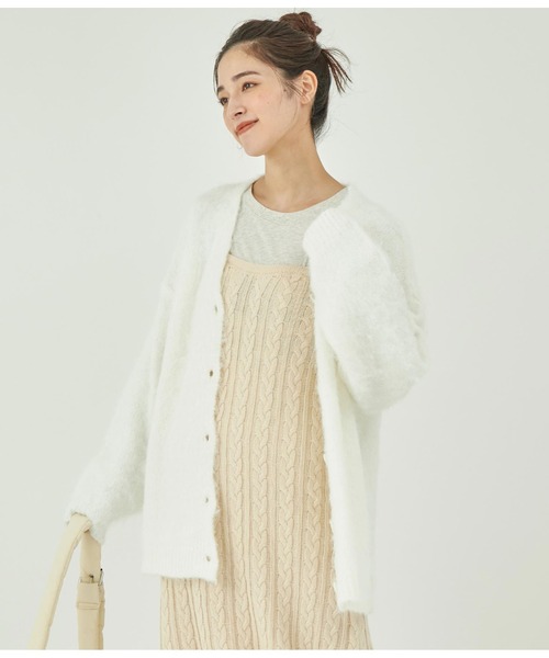 ANAP（アナップ） カーディガン ウール混モヘアタッチVネック