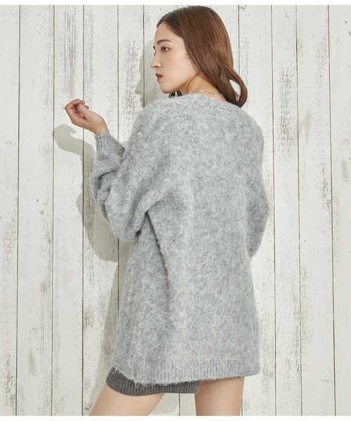 ANAP（アナップ） カーディガン ウール混モヘアタッチVネック