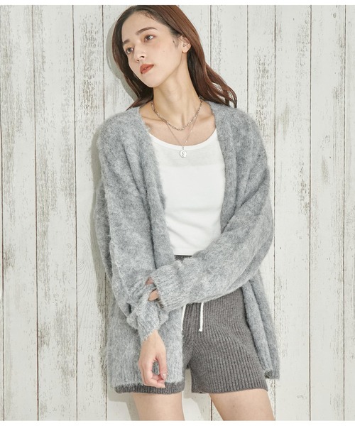 ANAP（アナップ） カーディガン ウール混モヘアタッチVネック