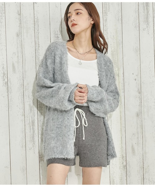 ANAP（アナップ） カーディガン ウール混モヘアタッチVネック