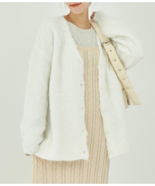 ANAP（アナップ） カーディガン ウール混モヘアタッチVネック