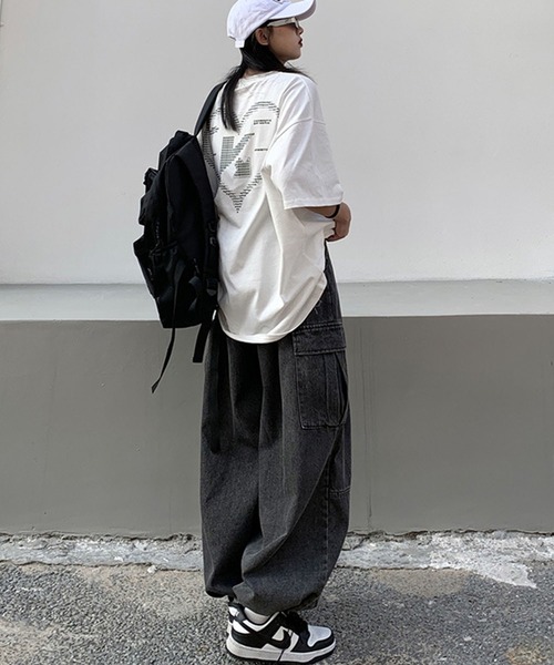 ワイドパンツ カーゴパンツ デニムバルーンシルエット ワイドカーゴ