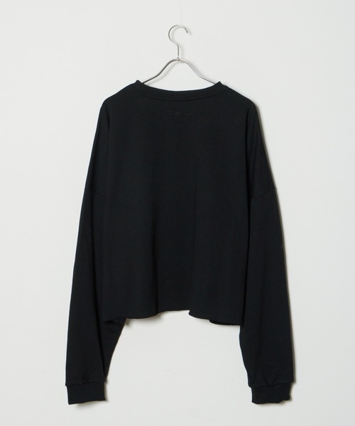 新品　T. japan sweat cropped tops スウェット　グレー Theater code トレーナー スウェット Damaged Cropped Logo